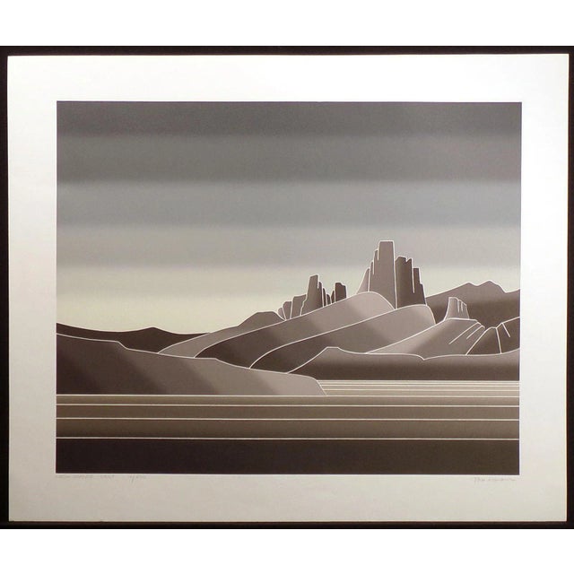 1980s "Mesa Grande West" Abstract Western Landscape Lithograph by John Martineau For Sale