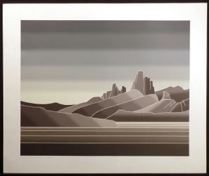 1980s "Mesa Grande West" Abstract Western Landscape Lithograph by John Martineau