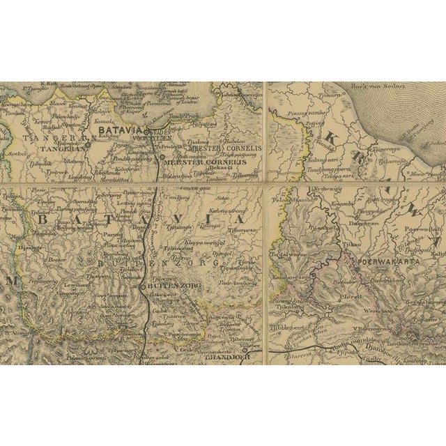 Large Antique Map of Java & Madura with Batavia Inset, 1870s For Sale - Image 4 of 15