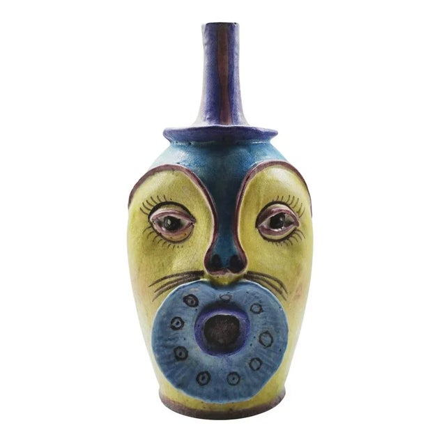 Anthropomorphic Glazed Ceramic Vase from C.A.S. Vietri, Italy, 1950s For Sale - Image 11 of 11
