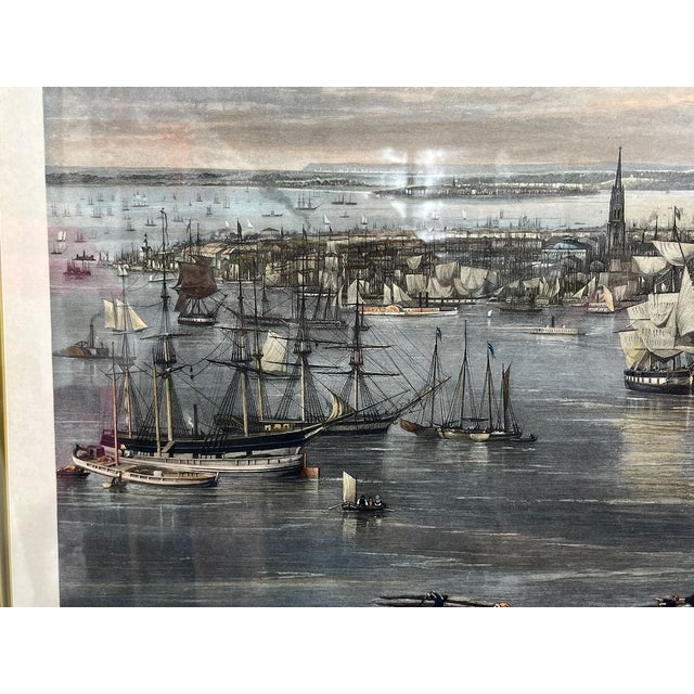 Blue New York City 1855 Monumental Aquatint Jw Hill For Sale - Image 8 of 12