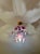 Italian Vintage Italian Murano Style Hand-Painted Pink Floral Pendant Light, Romantic Glass Blossom Chandelier, Dramatic Ceiling Shadow Display For Sale - Image 3 of 17