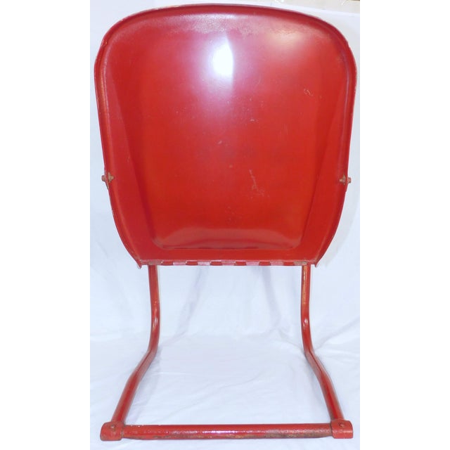 Red Vintage Steel Cantilever/Springer/Bouncer Patio Chairs - 2 Different For Sale - Image 8 of 17