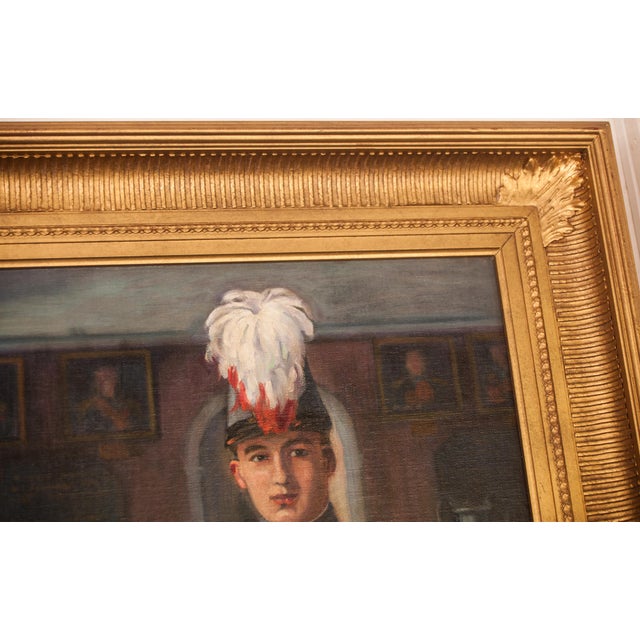 Figurative Early 20th Century Antique C Tertiaux "Boy From Academy" Oil on Canvas Painting For Sale - Image 3 of 5