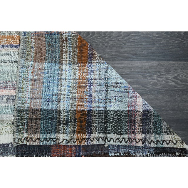 Vintage Turkish Oushak Handmade Wool Cotton Green Runner Rug For Sale - Image 9 of 11