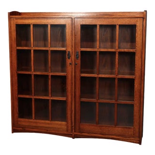 1990s Stickley Style Arts and Crafts Mission Oak Bookcase For Sale