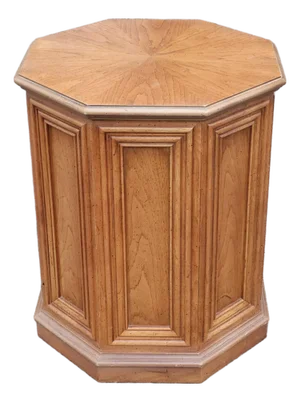Mid 20th Century Hexagonal Oak Side Table Cabinet