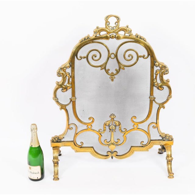 Antique French Louis Revival Brass Mesh Dolphin Fire Screen, 19th Century For Sale - Image 9 of 10