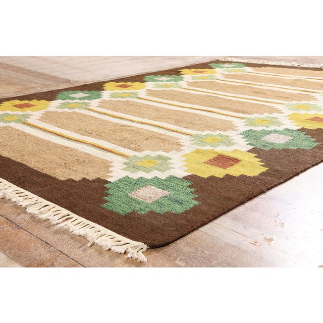 Tan Vintage Swedish Rollakan Rug, 06'06 X 09'06 For Sale - Image 8 of 10