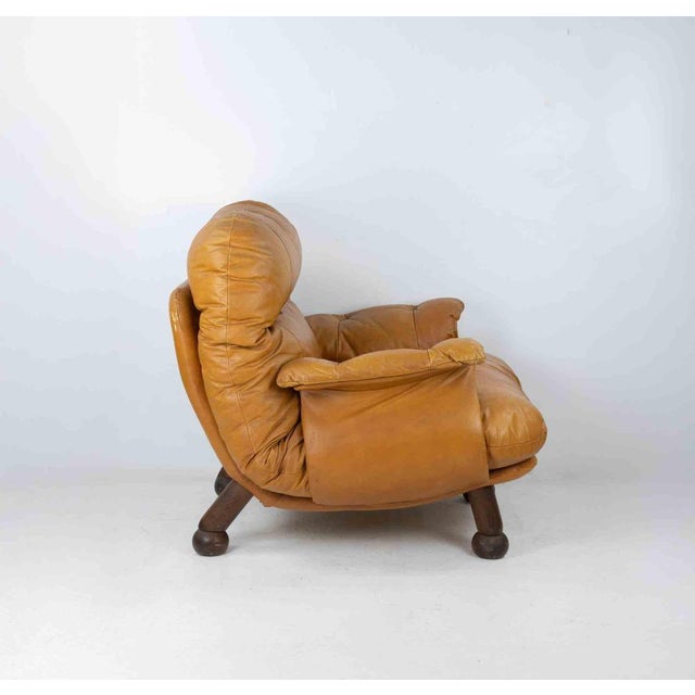Vintage Leather Armchair by E. Cobianchi for INSA, Italy, 1970s For Sale - Image 3 of 10