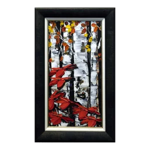 Maya Eventov Expressionist Forest Landscape Painting, Framed