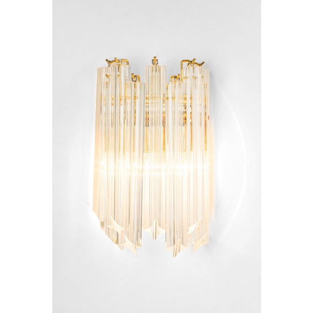 Crystal Glass Wall Lights in the style of Venini Italy, 1980s For Sale - Image 12 of 15