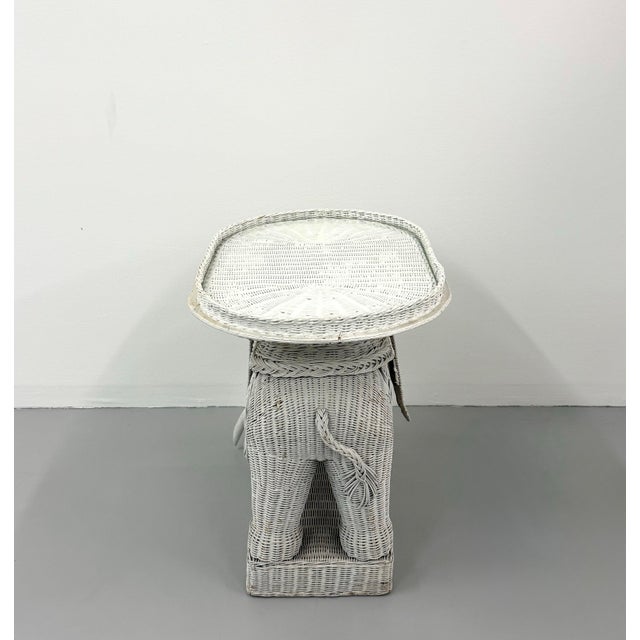 Vintage Woven Rattan Elephant Tray Table For Sale In West Palm - Image 6 of 8