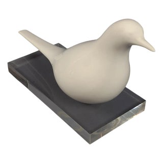 Seagull Ceramic Sculpture on Acrylic Glass Base by Sergio Valli, 1970s For Sale