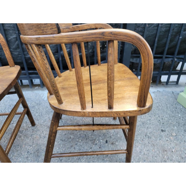 1980s Vintage Arts & Crafts Windsor Oak Wood Chairs- a Pair For Sale - Image 17 of 18