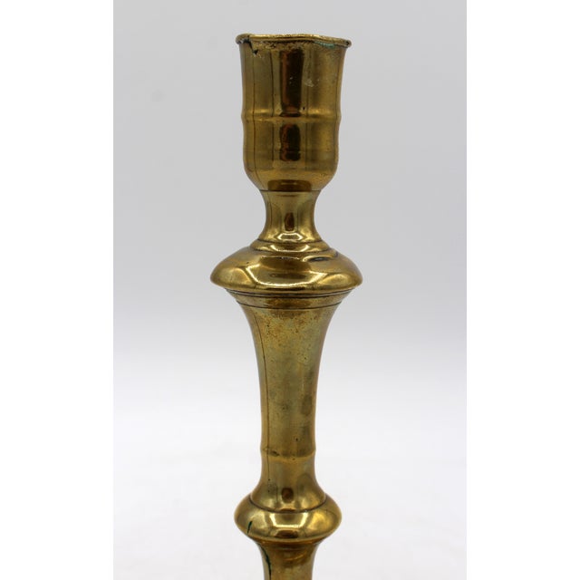 Pre-1740 English George II Period Brass Candlestick For Sale - Image 4 of 5