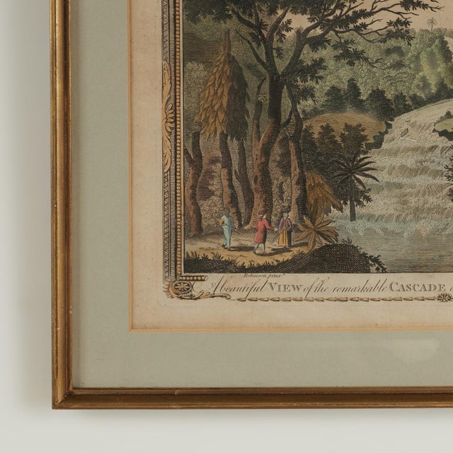 White Antique Hand-Colored Engraving of a Jamaican Waterfall For Sale - Image 8 of 10