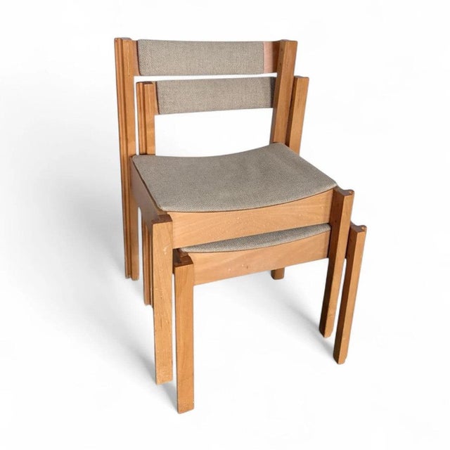 Mid-Century Stacking Dining Chairs in Beech, Set of 2 For Sale - Image 9 of 9