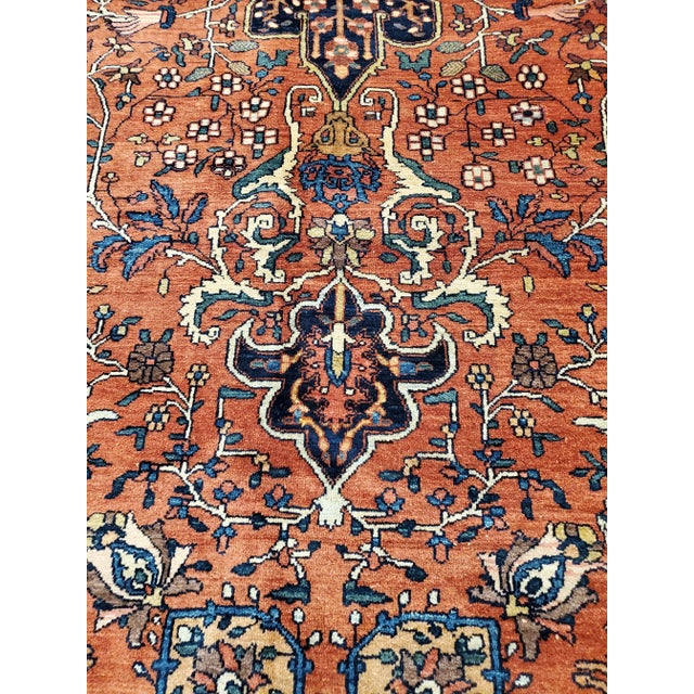Red 19th Century Antique Farahan Sarouk Carpet, Handmade Oriental Rug, Red, Navy For Sale - Image 8 of 13