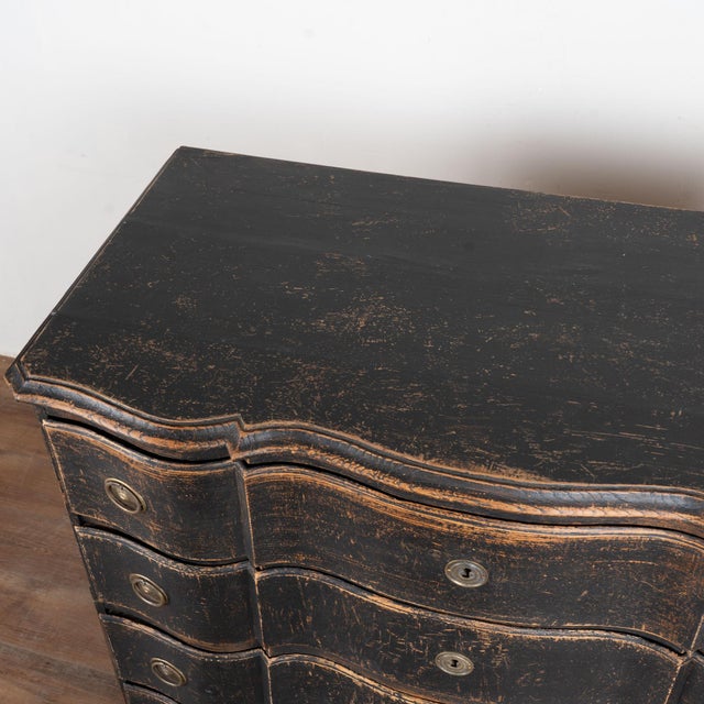 18th Century 18th Century Black Painted Oak Rococo Chest of Drawers From Denmark For Sale - Image 5 of 14