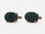 1990s Modern Gilt Sterling Silver & Bloodstone Cabochon Cufflinks For Sale - Image 5 of 10
