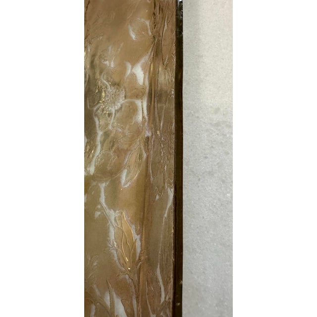 Vintage Gold Floral Embossed Glass Tray Rectangular Vanity Dresser Serving Dish For Sale - Image 4 of 7