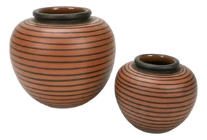 Ball Vases with Asymmetrical Black Stripes by Fernand Elchinger for Elchinger, 1950s, Set of 2