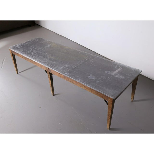 Late 19th Century Antique French Oak Zinc Top Refectory Dining Table | Circa 1880 For Sale - Image 5 of 14