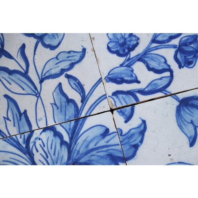Tile Mural Panel Depicting a Vase With Baroque Flowers, Portuguese, 18th Century For Sale - Image 10 of 12