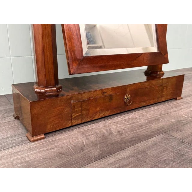 Antique Biedermeier Walnut Mirror For Sale - Image 6 of 12