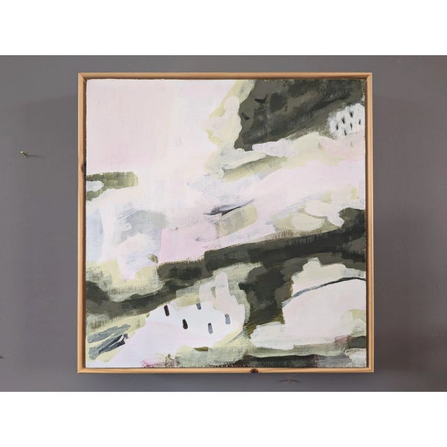 CATCHING HOLD Size: 12.6 x 12.4 inches (including frame) Acrylic on birch panel A very appealing and restful contemporary...