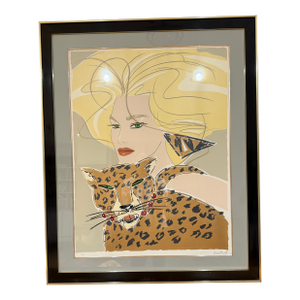 1980s David Croland “Cheetah Woman” Signed Limited Edition Serigraph 105/300