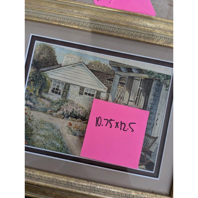 Paint 1920s Watercolor of Country Cottage by w.c. Vincent – Framed Vintage Landscape For Sale - Image 7 of 7