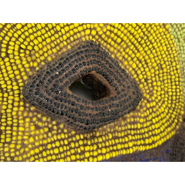 Handcrafted African Glass Beaded Carved Wood Mask For Sale - Image 11 of 12