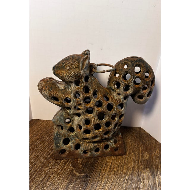 Japanese Vintage Japanese Cast Iron Garden Squirrel Lantern For Sale - Image 3 of 5