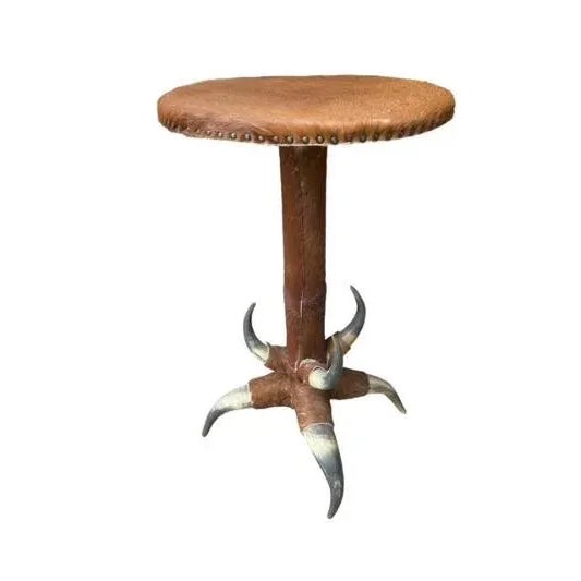 1940s Vintage Steer Horn and Hide Side Occasional Table For Sale - Image 4 of 6