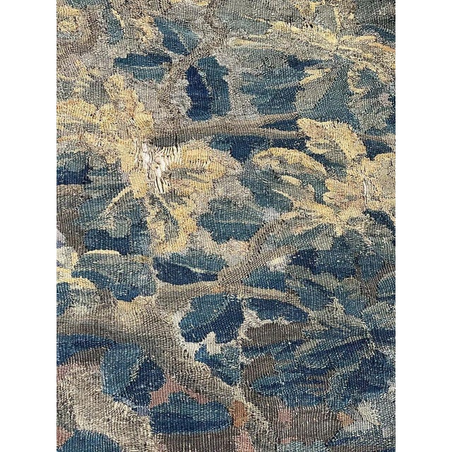 18th Century Franco-Flemish Verdure Tapestry With Bird in Flowering Landscape For Sale - Image 9 of 11