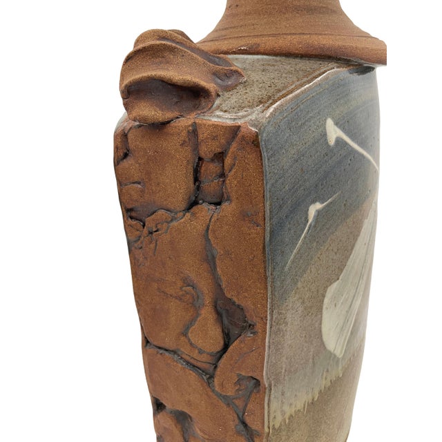 Late 20th Century Brutalist Terracotta Sculptural Vase With Relief Faces For Sale - Image 10 of 18