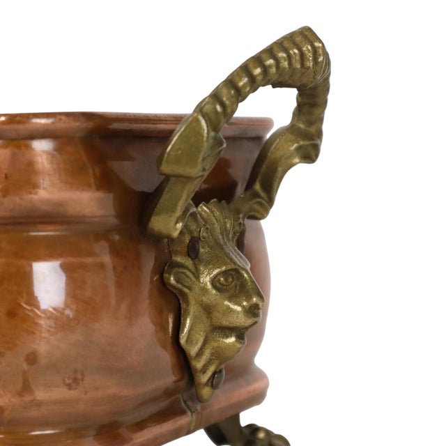 Copper Antique 19th Century Copper Planter with Claw Feet and Lion Heads, 1890s For Sale - Image 8 of 15