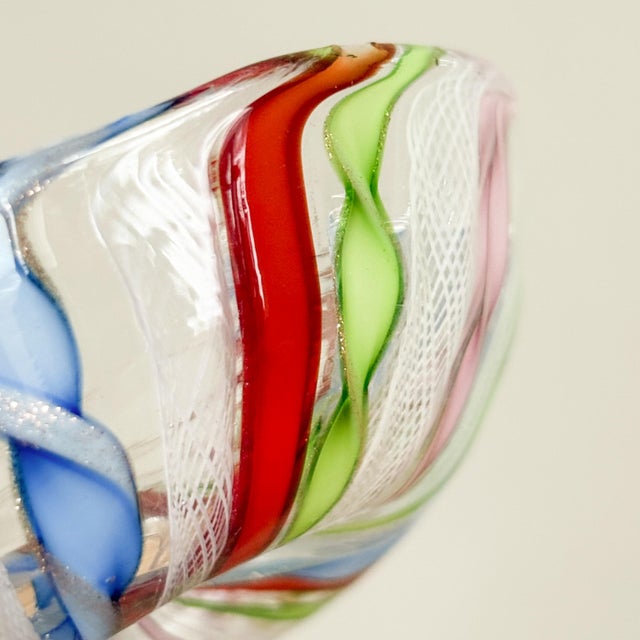 Murano Zanfirico Latticino Rainbow Glass Trinket Dish, 1960's Italian Handblown Art Glass For Sale - Image 13 of 14