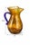 Late 20th Century Late 20th Century Amber Hand-Blown Art Glass Pitcher With Cobalt Blue Handle – Sculptural Mid-Century Style (11.5") For Sale - Image 5 of 5