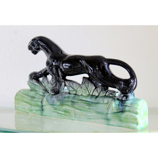 Mid-Century Modern Black Panther Ceramic Tv Lamp Base For Sale In Naples, FL - Image 6 of 13