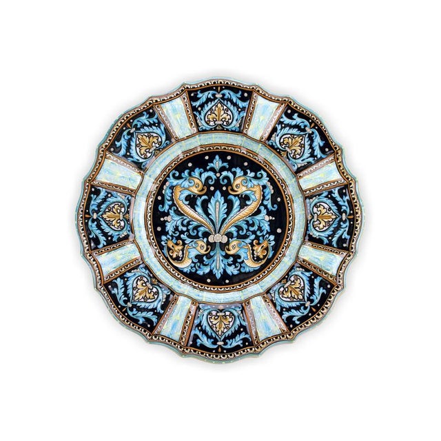Blue Dolphins Plate by deBlona Dimensions: D 52 x H 1 cm. Materials: Ceramic. Colors: Black, golden yellow, linen,...