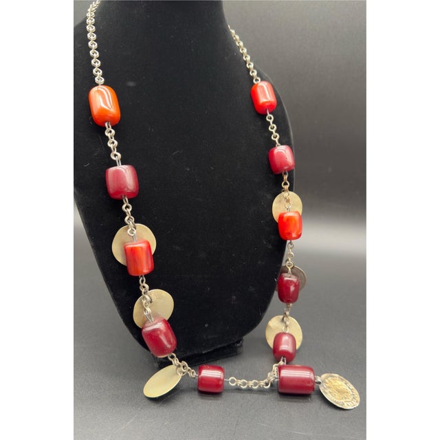 Antique Turkish Faturan Cherry Bakelite Coin Charm Necklace For Sale - Image 4 of 16