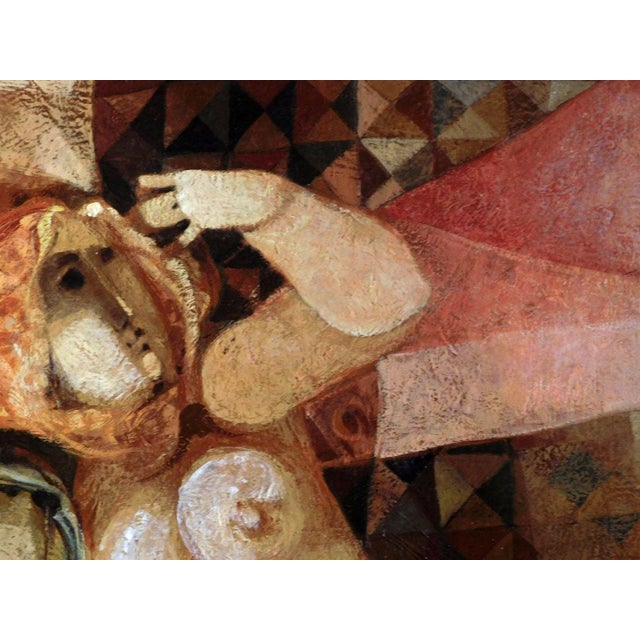 Impressionist Sunol Alvar "Le Reveuse Rose" Original Art Oil Painting With Custom Frame Hand Signed For Sale - Image 3 of 7