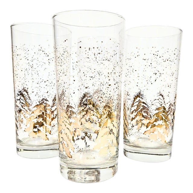 Gold Christmas Dansk Tumblers- Set of Four For Sale