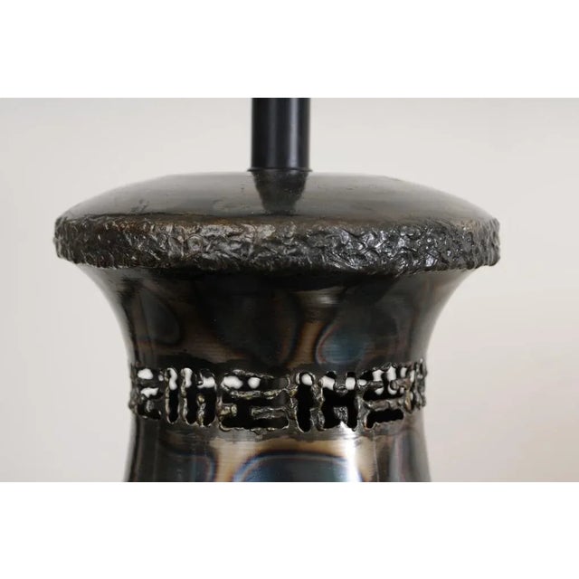 Mid-Century Modern Vintage Rare Signed Marcello Fantoni Bronze Monumental Lamp, Italian, 1950's For Sale - Image 3 of 8
