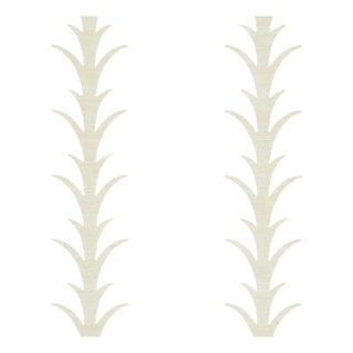 Sample - Schumacher X Celerie Kemble Acanthus Stripe Vinyl Wallpaper in Natural For Sale