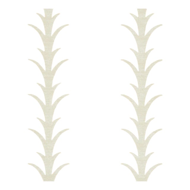 Sample - Schumacher X Celerie Kemble Acanthus Stripe Vinyl Wallpaper in Natural For Sale