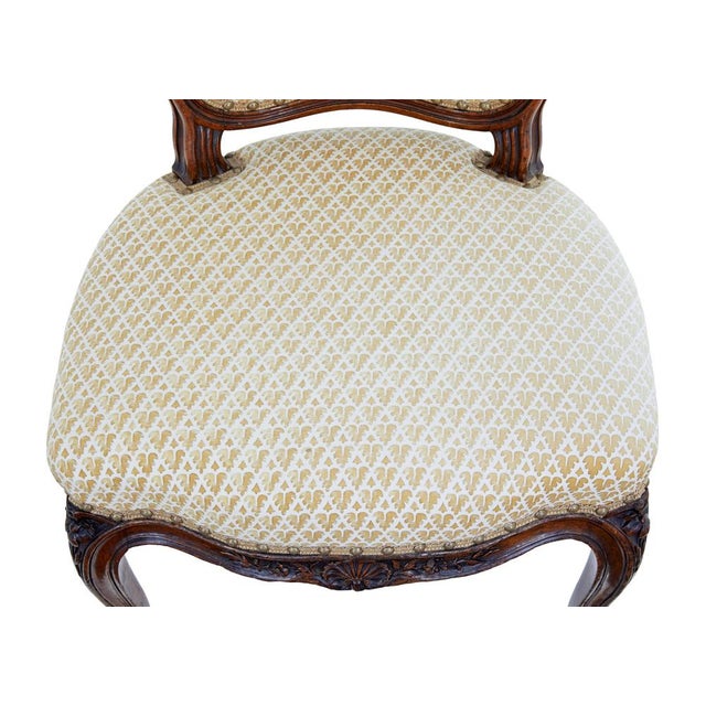 Wood Antique Carved Walnut Side Chairs, 1870, Set of 2 For Sale - Image 7 of 8